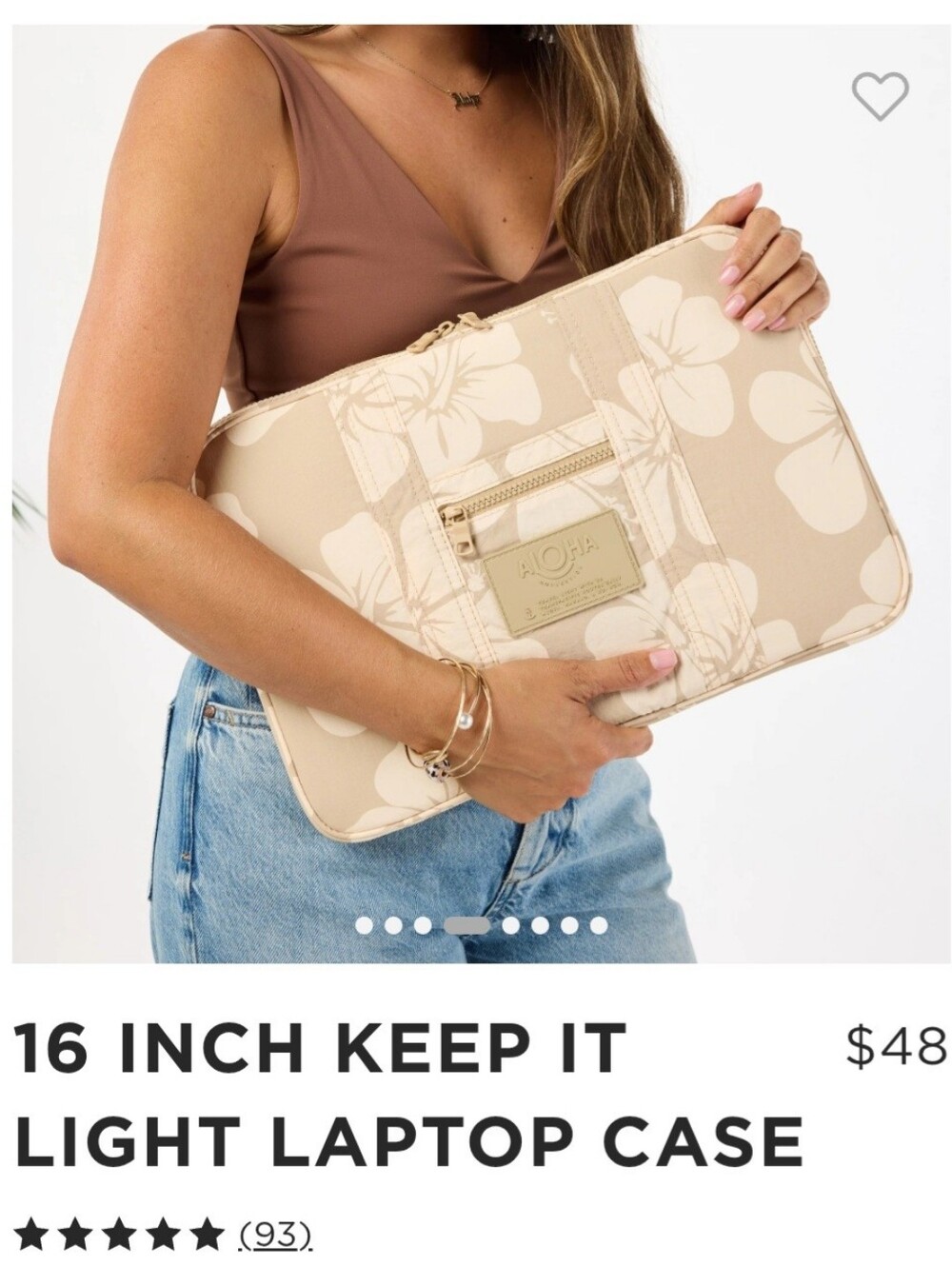 Aloha Collection Laptop Case, Hana Hou, Beige/creme, NWT